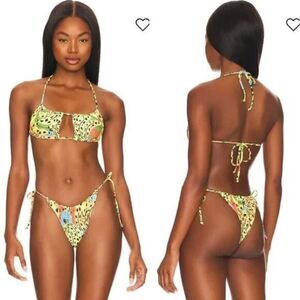 NEW SET Free People It's Now Cool‎ Square Tie Bikini set, size L